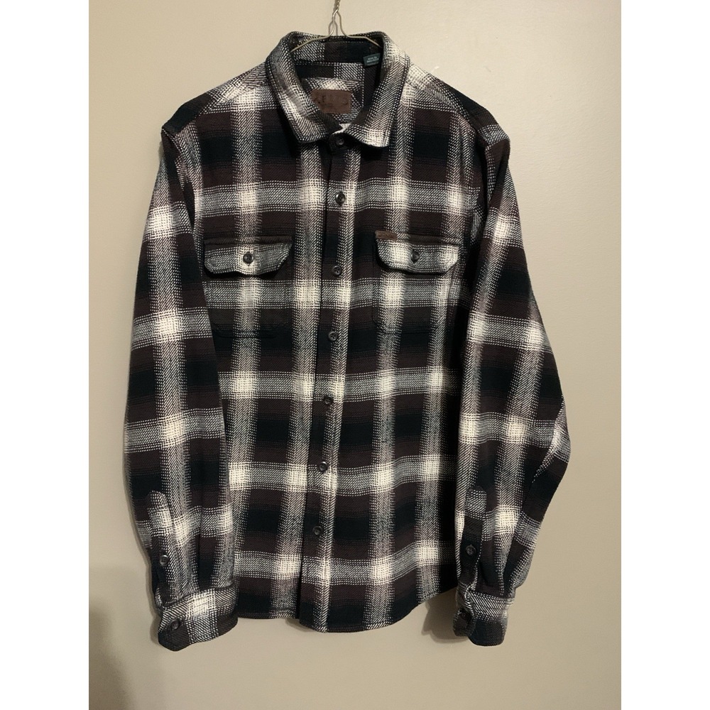 Orvis Heavy Knit Flannel Shacket Men's M Black Brown Plaid Outdoors Work Wear‎